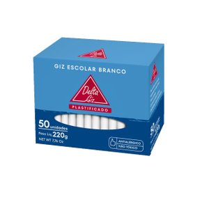 Giz Escolar Branco Plastificado 50 Unidades Delta