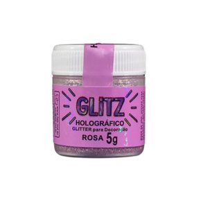 Glitter Comestível Rosa Holográfico Glitz 5g
