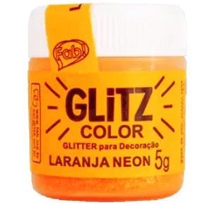 Glitter Comestível Laranja Neon Glitz 5g