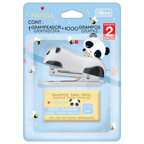 Grampeador Metálico 12 Folhas Com 1000 Grampos Panda Tilibra