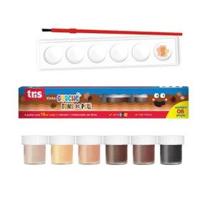 Guache 06 Cores Tons Pele + Pincel+ Paleta Tris