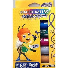 Guache Bastão 10ml 06 Cores Metálico Acrilex
