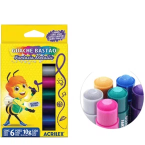Guache Bastão 10ml 06 Cores Metálico Acrilex