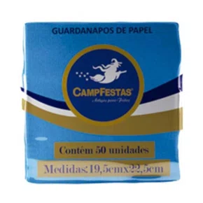 Guardanapo Azul Médio 19,5x22,5cm C/ 50un Campfestas