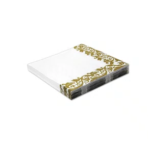 Guardanapo Estampado Arabesco Ouro 32x32cm com 20 Unidades Silverplastic