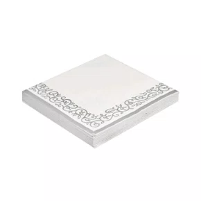 Guardanapo Estampado Arabesco Prata 32x32cm com 20 Unidades Silverplastic