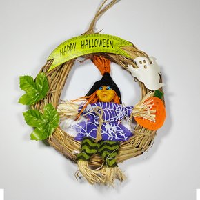 Guirlanda Happy Halloween Bruxa 15cm Palha Regina