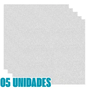 Kit 05 Cartolinas EVA com Glitter Branco Seller