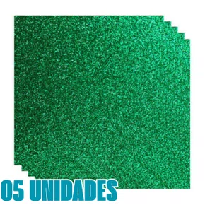 Kit 05 Cartolinas EVA com Glitter Verde Escuro Seller