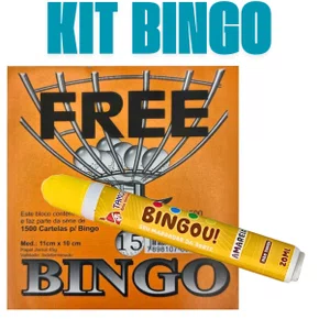 Kit Bingo Cartela + Marcador Amarelo Tamoio