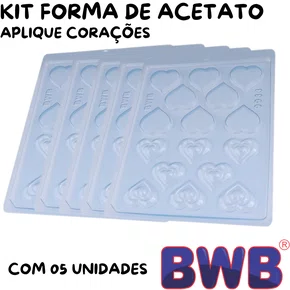 Kit de Formas Acetato Aplique Corações Cód.9983 com 05 Unidades BWB