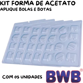Kit de Formas Acetato Apliques Bolas e Botas Cód.10372 com 05 Unidades BWB