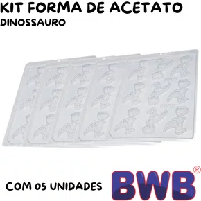 Kit de Formas Acetato Dinossauro Cód.9662 com 05 Unidades BWB