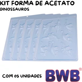 Kit de Formas Acetato Dinossauros Cód.10029com 05 Unidades BWB