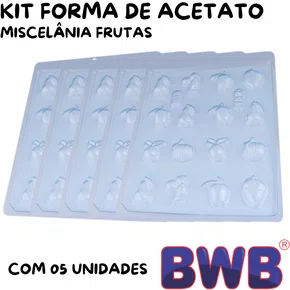 Kit de Formas Acetato Miscelânia Frutas Cód.152 com 05 Unidades BWB