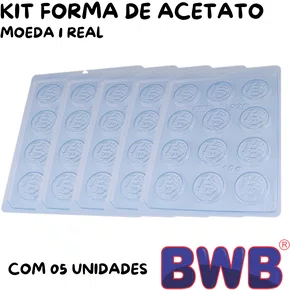 Kit de Formas Acetato Moeda 1 Real Cód.1026 com 05 Unidades BWB