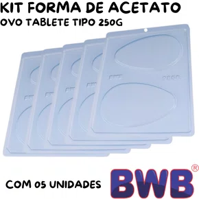 Kit de Formas Acetato Ovo Tablete Tipo 250g Cód.9858 com 05 Unidades BWB