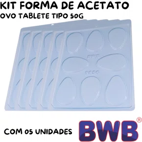Kit de Formas Acetato Ovo Tablete Tipo 50g Cód.9856 com 05 Unidades BWB