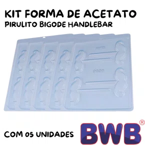 Kit de Formas Acetato Pirulito Bigode Handlebar Cód.9356 com 05 Unidades BWB