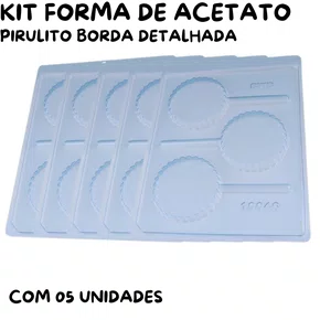 Kit de Formas Acetato Pirulito Borda Detalhada Cód.10046 com 05 Unidades BWB