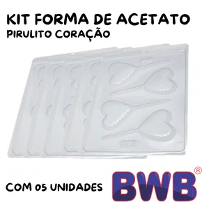 Kit de Formas Acetato Pirulito Coração Cód.263 com 05 Unidades BWB