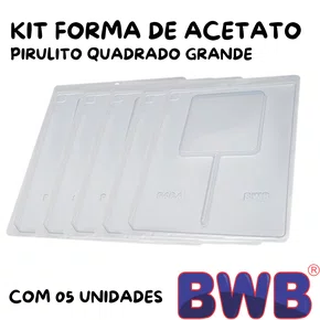 Kit de Formas Acetato Pirulito Quadrado Grande Cód. 9464 com 05 Unidades BWB