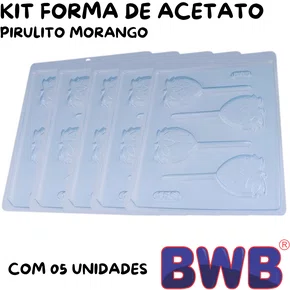 Kit de Formas Acetato Pirulitos Morangos Cód.156 com 05 Unidades BWB