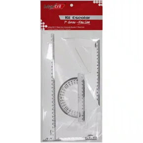 Kit Escolar Régua, Esquadro e Transferidores 1º Grau Maxcril