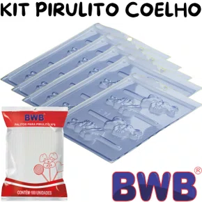 Kit Forma de Acetato Pirulito Coelho Elegante