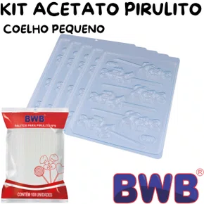 Kit Forma de Acetato Pirulito Coelho Pequeno Cód.80 BWB