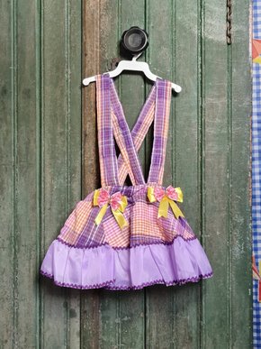 Kit Jardineira Caipira Tam P Ref 5970 Thais Confec