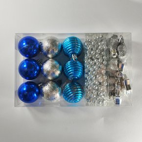 Kit Natalino Bolas 4cm e Enfeites Azul e Prata 18 Uni Global