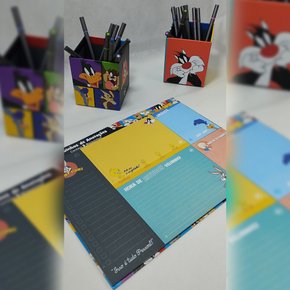 Kit Organizadores de Mesa e Bloco de Anotações Looney Tunes Dac - Welban