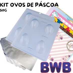 Kit Para Ovos de Páscoa 50g com Forma e Embalagem BWB