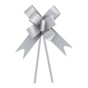 Laço Pronto 18mm Pequeno Metalizado Prata com 10 Unidades Cromus