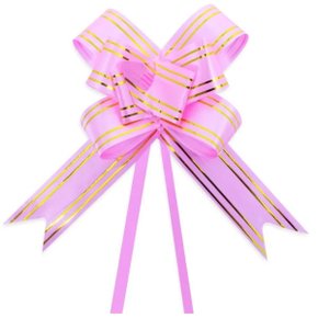 Laço Pronto 18mm Pequeno Pink Listra Ouro Best Pct C/ 10 Un