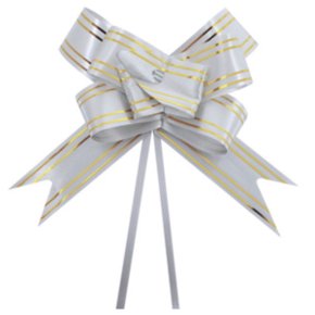 Laço Pronto 18mm Pequeno Prata Listra Ouro Best Pct C/ 10 Un