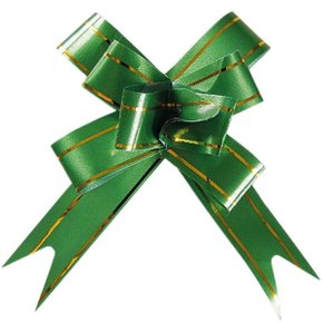 Laço Pronto 18mm Pequeno Verde Listra Ouro Best Pct C/ 10 Un