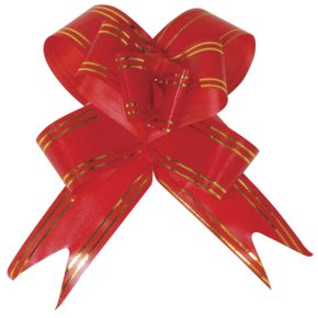 Laço Pronto 18mm Pequeno Vermelho Listra Ouro Best Pct C/ 10 Un