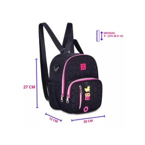 Lancheira Rebeca Bonbon Preta C/ Rosa Ref RB24539 Clio