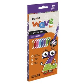 Lápis Cor 12 Cores Decorado Wave Fun Bazze