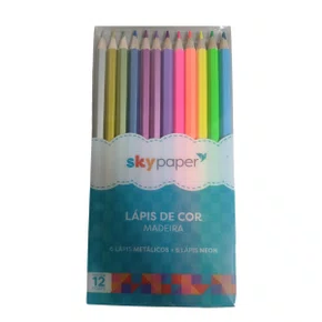Lápis Cor 6 Cores Metálicas + 6 Cores Neon Sextavado SkyPaper