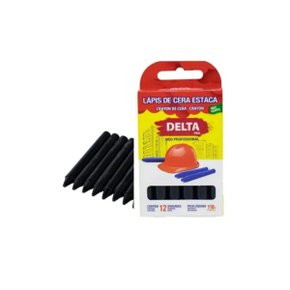 Lápis De Cera Estaca Preto com 12 Unidades Delta