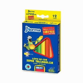 Lápis De Cor 12 Cores Jumbo/Big + Apontador Norma