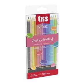 Lápis De Cor 12 Cores Tons Macarones + Lápis 6B Vibes Tris