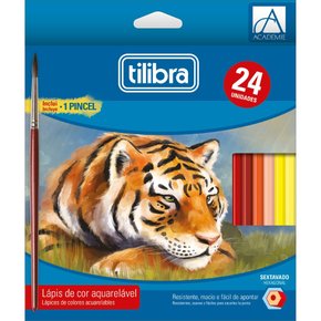 Lápis de Cor 24 Cores Aquarelável + Pincel Académie Tilibra