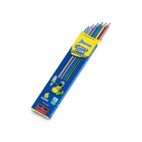 Lápis De Cor 6 Cores Metalizadas + Apontador Norma