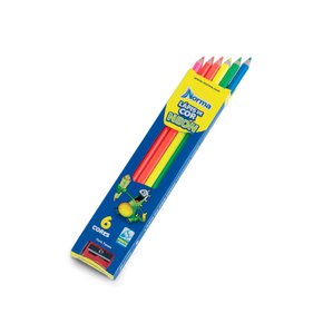 Lápis De Cor 6 Cores Neon + Apontador Norma