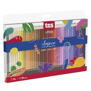 Lápis de Cor 72 Cores + 1 Lápis 6B Clássica Vibes Tris