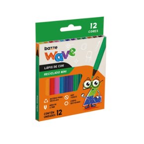 Lápis De Cor Wave Mini Reciclado 12 Cores Bazze
